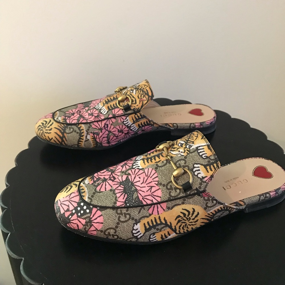 Gucci Princetown Tiger Flat Mule Loafers 37 - Picture 5 of 7
